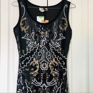 Molly Bracken Art Deco Sequin Sheath Mini Dress